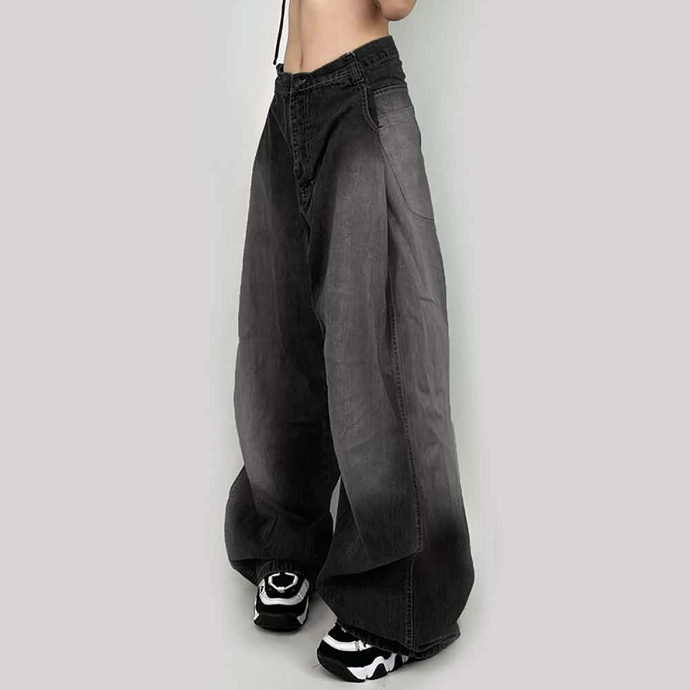 Dark Gray Baggy Jeans - Y2K Grunge, 90s Fashion, Retro Style, Y2K Summer Outfits, Y2K