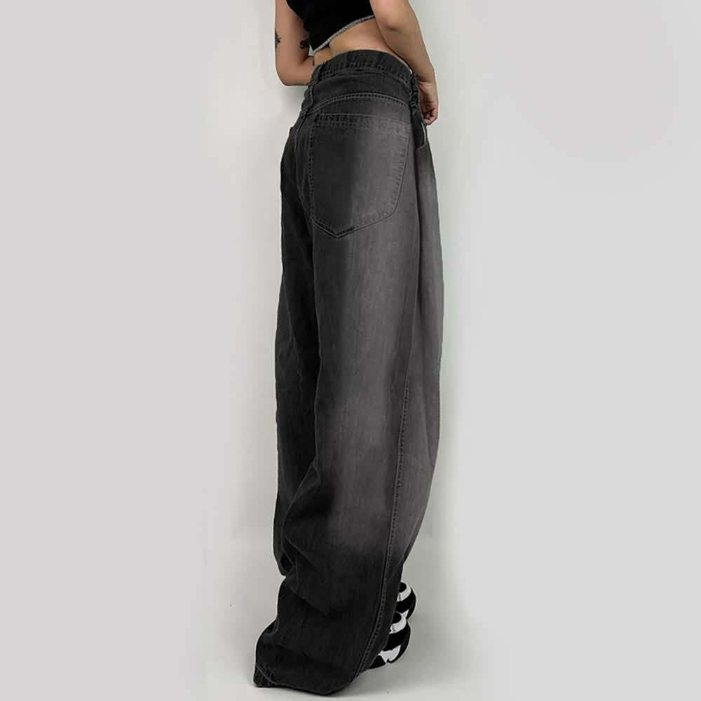 Dark Gray Baggy Jeans - Y2K Grunge, 90s Fashion, Retro Style, Y2K Summer Outfits, Y2K