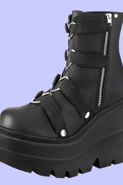 Dark Grunge Heart Biker Boots - Y2K Summer, 90s Fashion, Gothic Y2K, Retro Style, Y2K Club