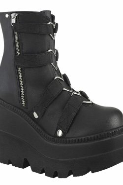 Dark Grunge Heart Biker Boots - Y2K Summer, 90s Fashion, Gothic Y2K, Retro Style, Y2K Club