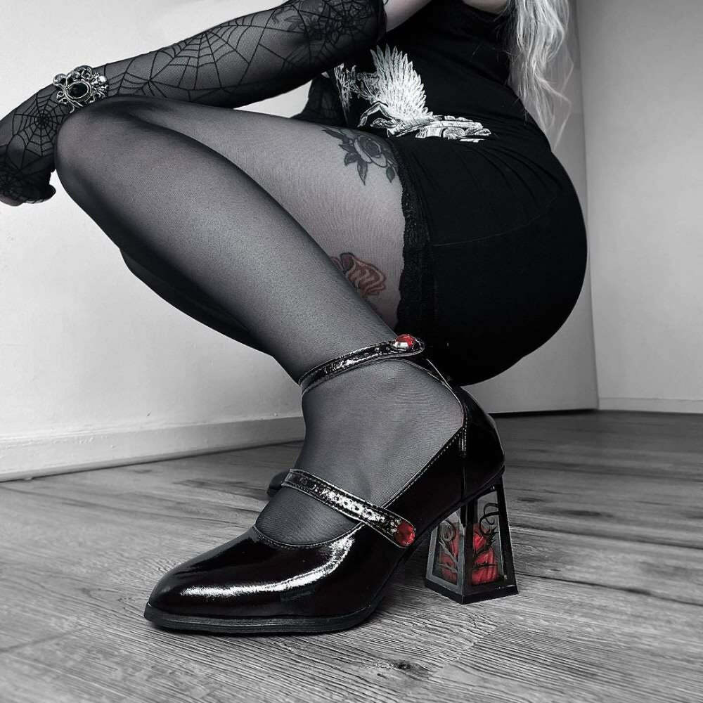 Dark Romantic Gothic Rose High Heels - Y2K Grunge, 90s Fashion, Retro Style, Pastel Goth