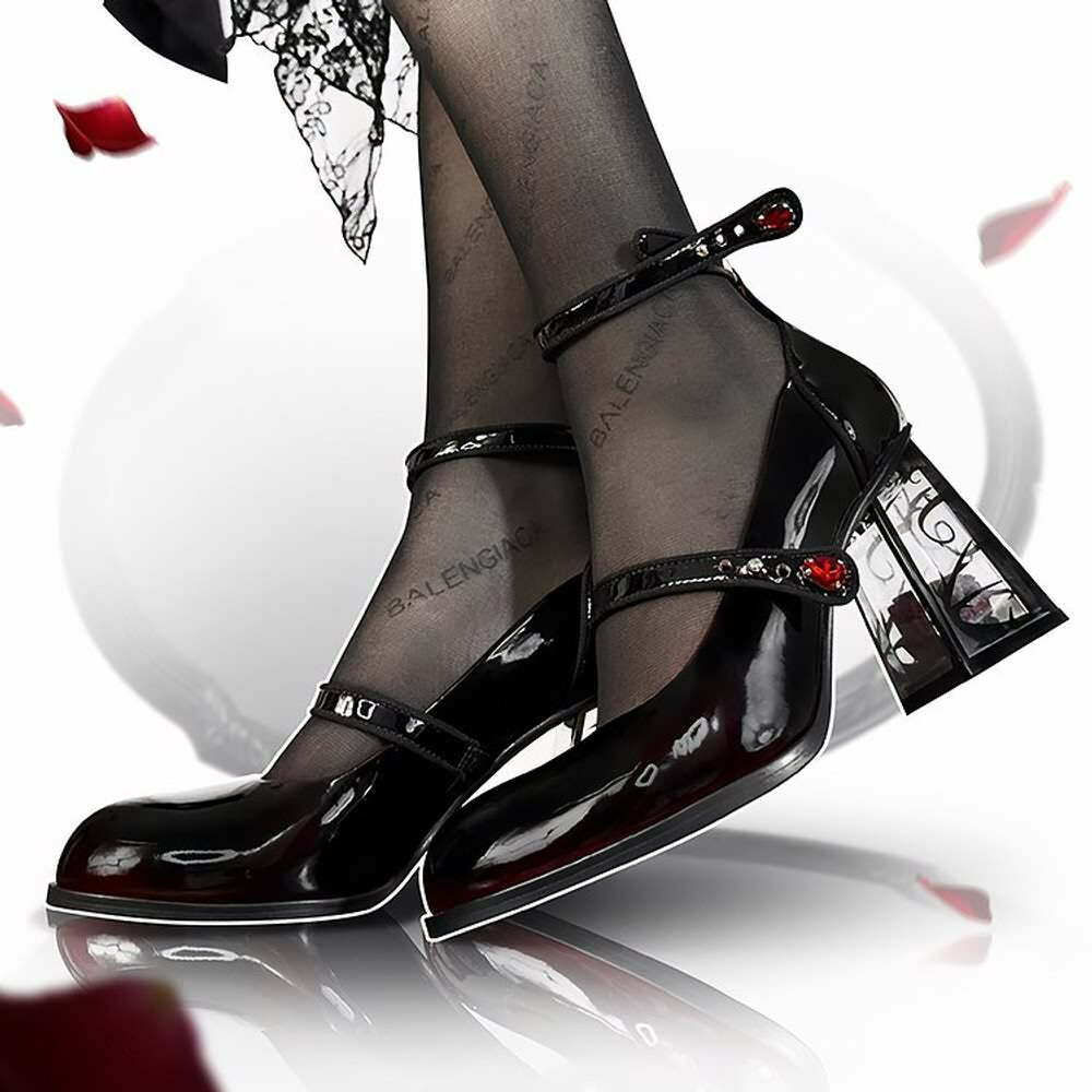 Dark Romantic Gothic Rose High Heels - Y2K Grunge, 90s Fashion, Retro Style, Pastel Goth