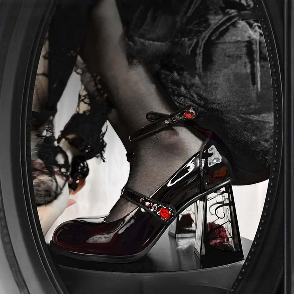 Dark Romantic Gothic Rose High Heels - Y2K Grunge, 90s Fashion, Retro Style, Pastel Goth