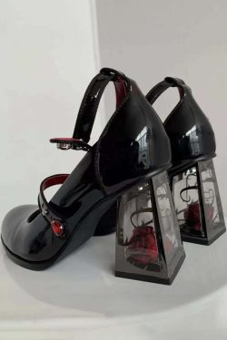 Dark Romantic Gothic Rose High Heels - Y2K Grunge, 90s Fashion, Retro Style, Pastel Goth