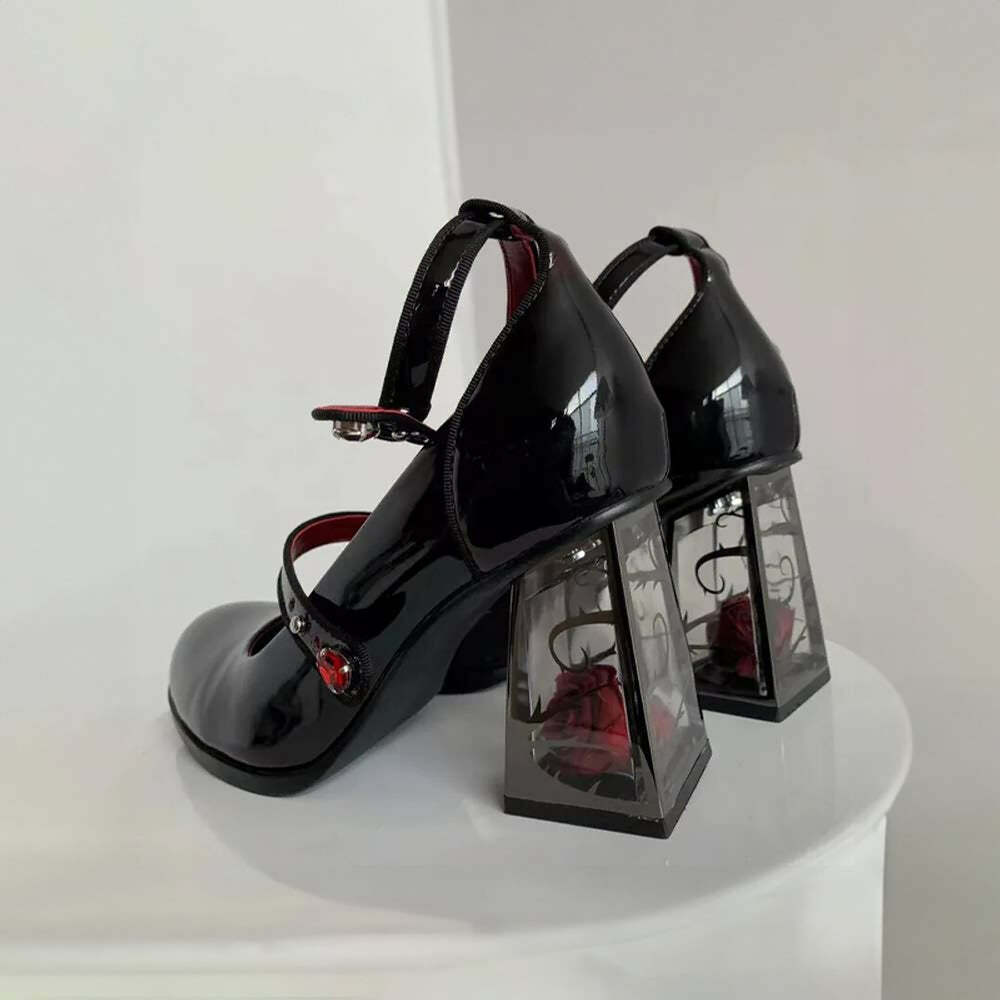 Dark Romantic Gothic Rose High Heels - Y2K Grunge, 90s Fashion, Retro Style, Pastel Goth