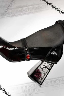 Dark Romantic Gothic Rose High Heels - Y2K Grunge, 90s Fashion, Retro Style, Pastel Goth