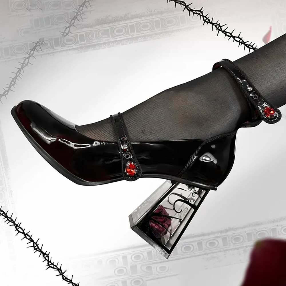 Dark Romantic Gothic Rose High Heels - Y2K Grunge, 90s Fashion, Retro Style, Pastel Goth