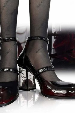 Dark Romantic Gothic Rose High Heels - Y2K Grunge, 90s Fashion, Retro Style, Pastel Goth
