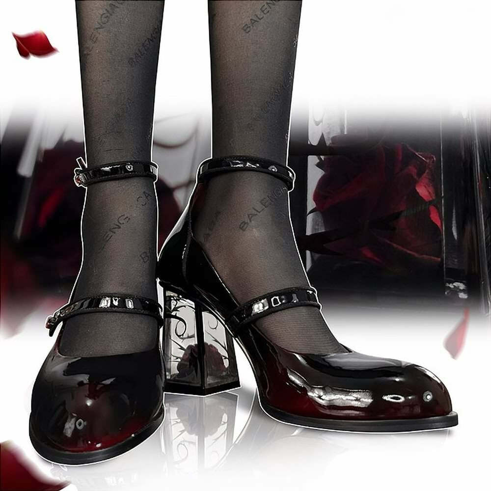 Dark Romantic Gothic Rose High Heels - Y2K Grunge, 90s Fashion, Retro Style, Pastel Goth