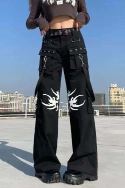 Darkened Soul Gothic Cargo Pants - Y2K Grunge, 90s Fashion, Retro Style, Y2K Club Outfits