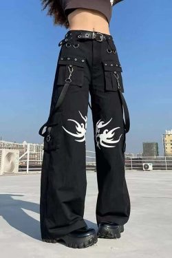 Darkened Soul Gothic Cargo Pants - Y2K Grunge, 90s Fashion, Retro Style, Y2K Club Outfits