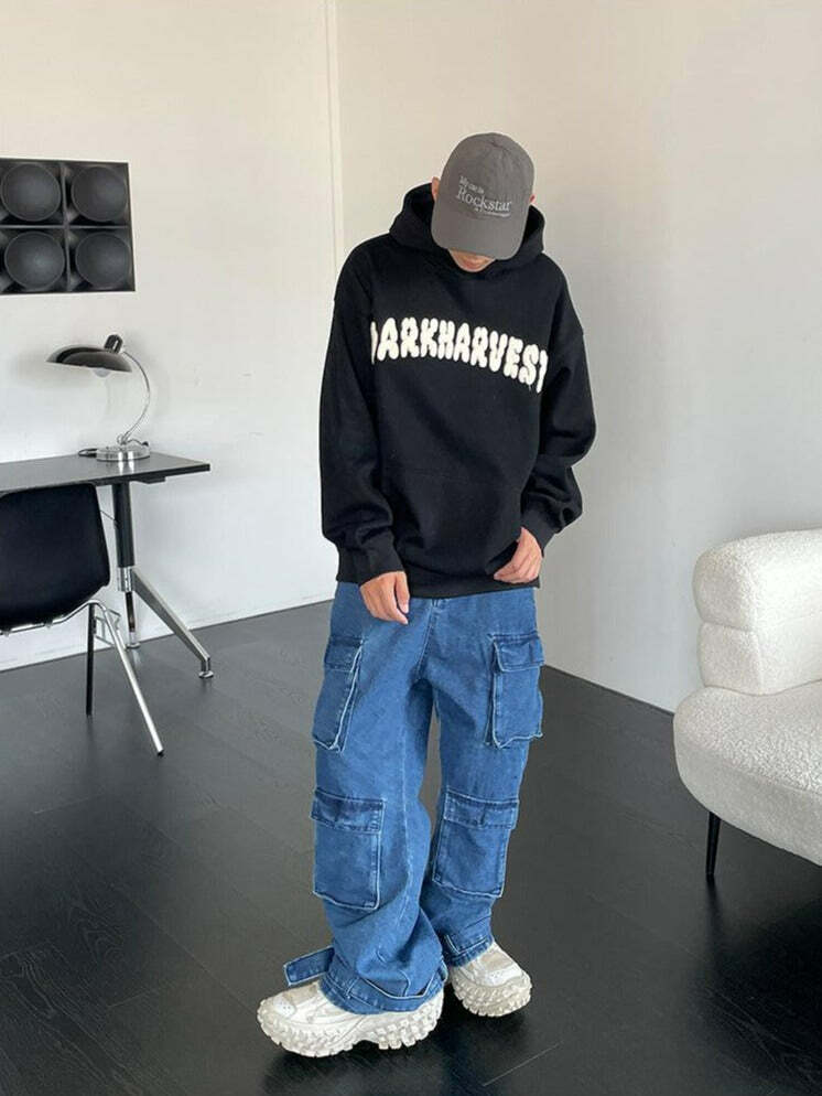 DARKHARVEST 'Starboy' Hoodie - Y2K Grunge, 90s Fashion, Retro Style, Gothic Y2K,