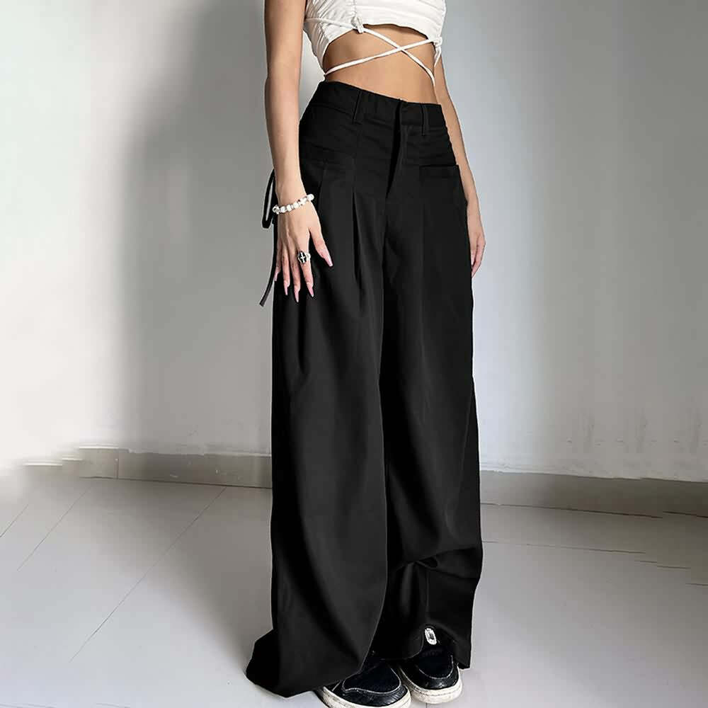 Darkness Delight Y2K Grunge Gothic Trousers - Retro 90s Fashion, Summer Y2K Outfits