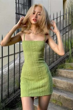 Dasia Knitted Basic Mini Dress - Y2K Summer, 90s Fashion, Grunge, Retro, Pastel Goth, Y2K