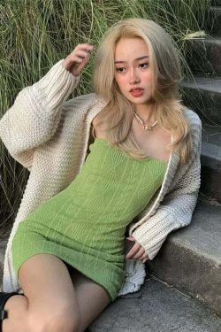 Dasia Knitted Basic Mini Dress - Y2K Summer, 90s Fashion, Grunge, Retro, Pastel Goth, Y2K