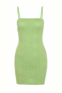 Dasia Knitted Basic Mini Dress - Y2K Summer, 90s Fashion, Grunge, Retro, Pastel Goth, Y2K