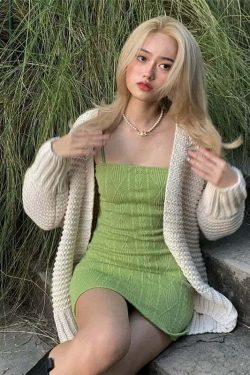 Dasia Knitted Basic Mini Dress - Y2K Summer, 90s Fashion, Grunge, Retro, Pastel Goth, Y2K