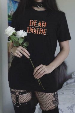 Dead Inside Shirt - Y2K Grunge, 90s Fashion, Retro Goth, Summer Y2K Outfits, Baby Tees Y