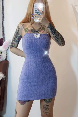 Deep Purple Mini Dress - Y2K Summer Outfit, 90s Grunge Fashion, Retro Style, Y2K Party