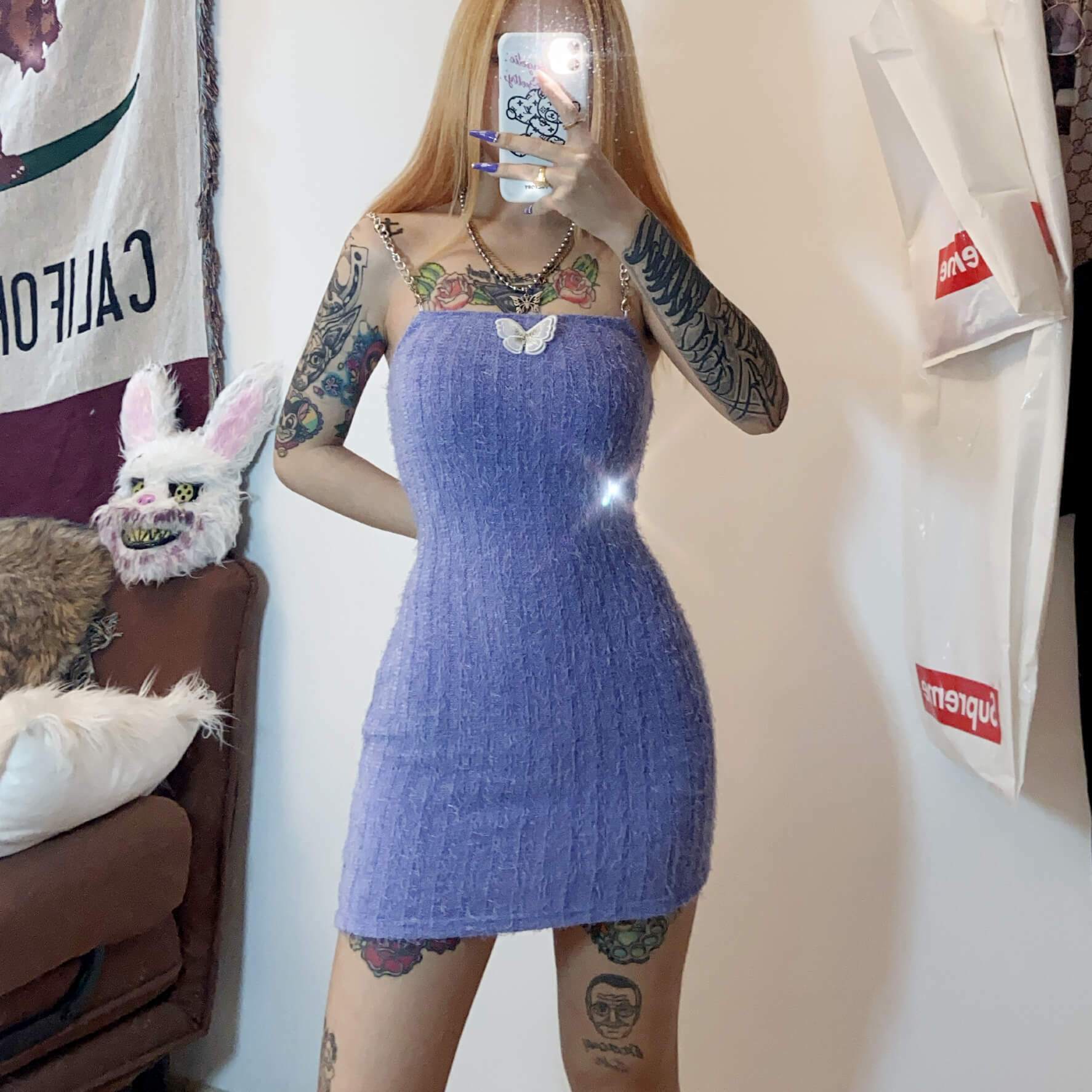 Deep Purple Mini Dress - Y2K Summer Outfit, 90s Grunge Fashion, Retro Style, Y2K Party