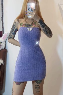 Deep Purple Mini Dress - Y2K Summer Outfit, 90s Grunge Fashion, Retro Style, Y2K Party