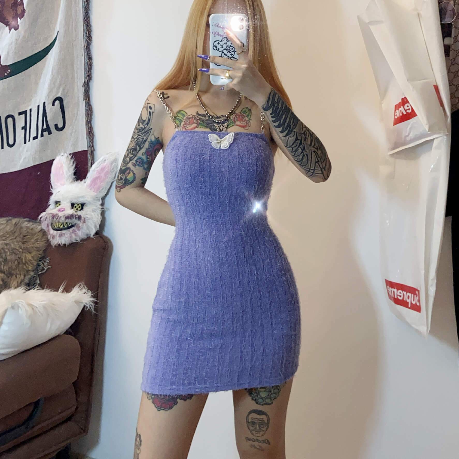 Deep Purple Mini Dress - Y2K Summer Outfit, 90s Grunge Fashion, Retro Style, Y2K Party