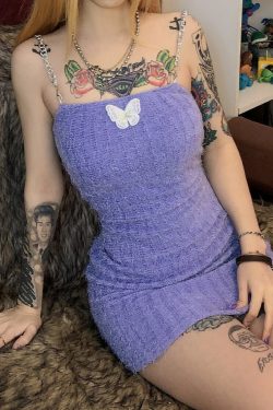 Deep Purple Mini Dress - Y2K Summer Outfit, 90s Grunge Fashion, Retro Style, Y2K Party