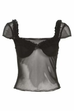 Dennis Mesh Top - Y2K Summer Grunge, 90s Retro, Gothic Y2K, Baby Tees, Y2K Party Out