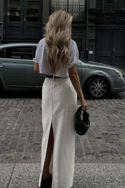 Destin Slit Maxi Skirt - Y2K Summer Grunge, 90s Fashion, Retro Style, Y2K Party Outfit