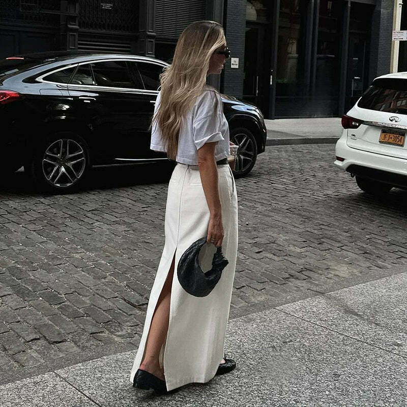 Destin Slit Maxi Skirt - Y2K Summer Grunge, 90s Fashion, Retro Style, Y2K Party Outfit