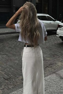 Destin Slit Maxi Skirt - Y2K Summer Grunge, 90s Fashion, Retro Style, Y2K Party Outfit