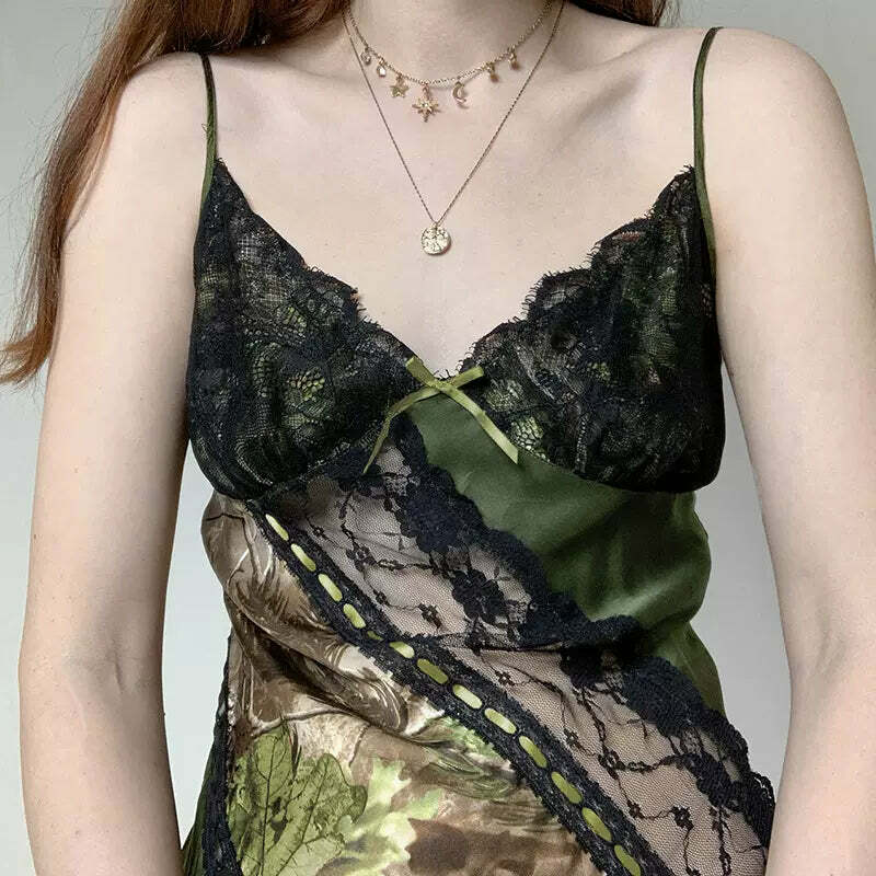 Destinee Mini Dress with Lace Panels - Y2K Summer, 90s Grunge, Retro Party Outfit