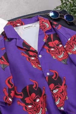 Devil-ish Button Shirt ?? - Y2K Summer Grunge, 90s Retro, Gothic Y2K, Party & Club Out