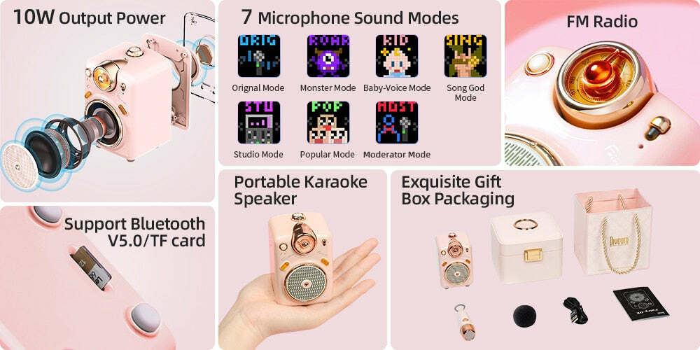 Divoom Fairy-OK Portable Bluetooth Speaker with Mic - Perfect for Y2K, 90s, and Grunge Outfits