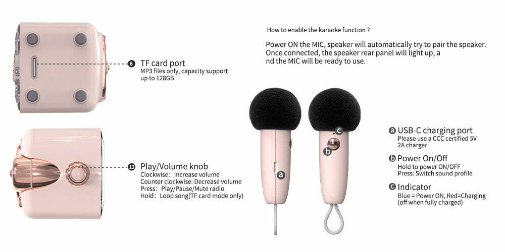 Divoom Fairy-OK Portable Bluetooth Speaker with Mic - Perfect for Y2K, 90s, and Grunge Outfits