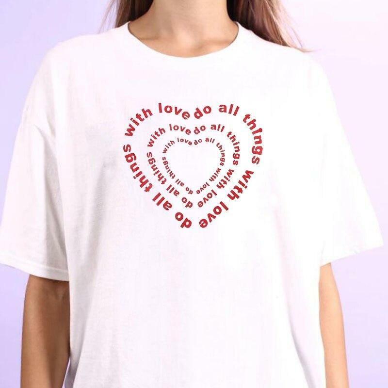 Do All Things With Love' Y2K Grunge Baby Tee - Retro 90s Summer Outfit, Pastel Goth Fashion