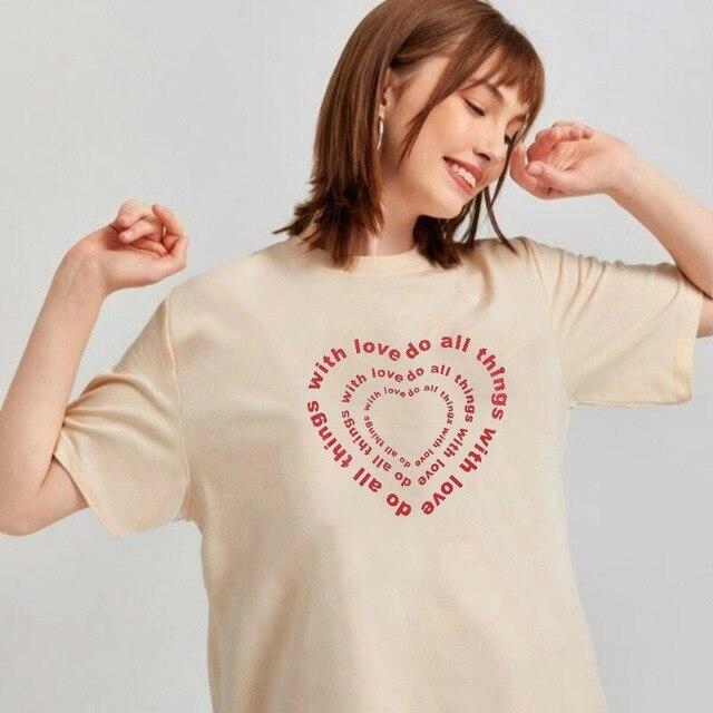 Do All Things With Love' Y2K Grunge Baby Tee - Retro 90s Summer Outfit, Pastel Goth Fashion
