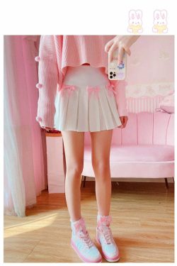 Dollette Kawaii Bow Pleated Mini Skirt - Y2K Summer, 90s Fashion, Grunge, Retro, Pastel Goth