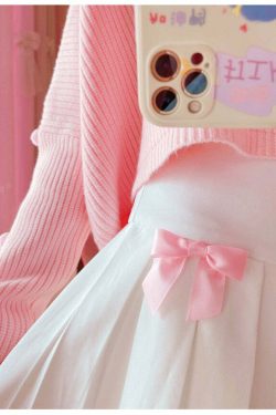 Dollette Kawaii Bow Pleated Mini Skirt - Y2K Summer, 90s Fashion, Grunge, Retro, Pastel Goth