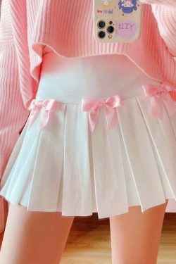 Dollette Kawaii Bow Pleated Mini Skirt - Y2K Summer, 90s Fashion, Grunge, Retro, Pastel Goth