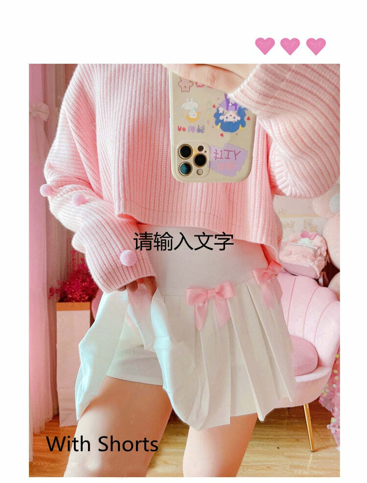 Dollette Kawaii Bow Pleated Mini Skirt - Y2K Summer, 90s Fashion, Grunge, Retro, Pastel Goth