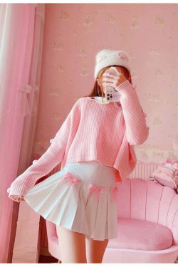 Dollette Kawaii Bow Pleated Mini Skirt - Y2K Summer, 90s Fashion, Grunge, Retro, Pastel Goth