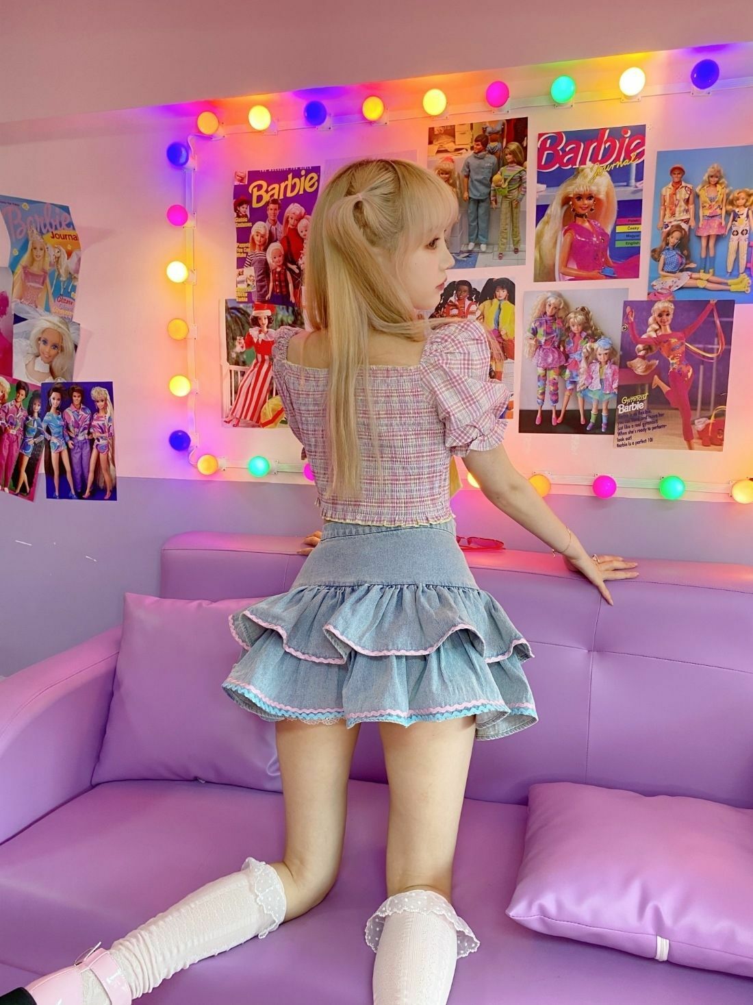Dollette Kawaii Denim Mini Skirt - Y2K Summer, 90s Grunge, Retro 90s, Y2K Party &