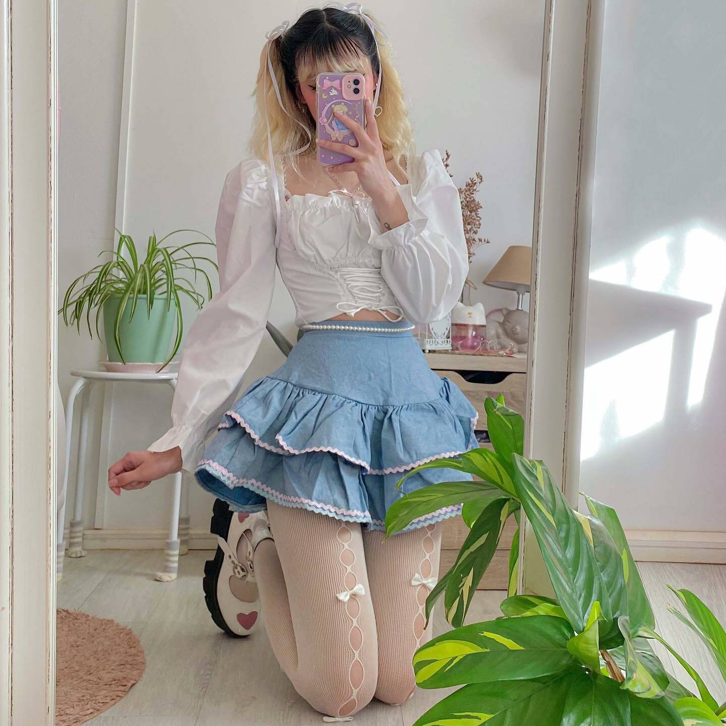 Dollette Kawaii Denim Mini Skirt - Y2K Summer, 90s Grunge, Retro 90s, Y2K Party &
