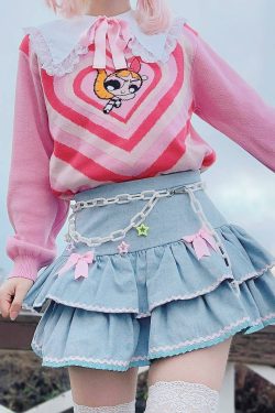 Dollette Kawaii Denim Mini Skirt - Y2K Summer, 90s Grunge, Retro 90s, Y2K Party &