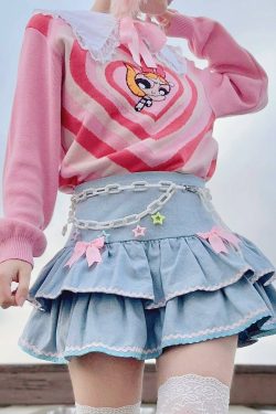 Dollette Kawaii Denim Mini Skirt - Y2K Summer, 90s Grunge, Retro 90s, Y2K Party &