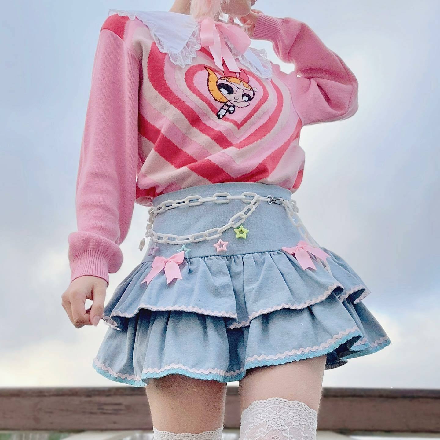 Dollette Kawaii Denim Mini Skirt - Y2K Summer, 90s Grunge, Retro 90s, Y2K Party &