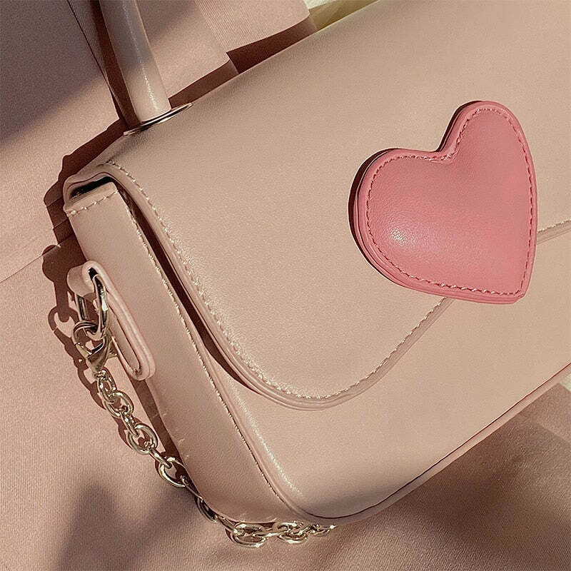 Dollette Kawaii Pink Heart Handbag - Y2K Summer, 90s Fashion, Grunge, Retro, Pastel Goth Style