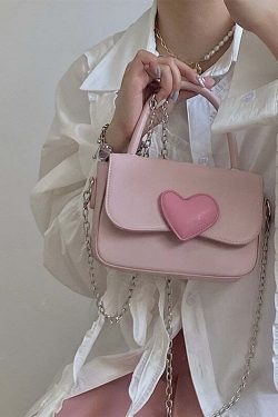Dollette Kawaii Pink Heart Handbag - Y2K Summer, 90s Fashion, Grunge, Retro, Pastel Goth Style