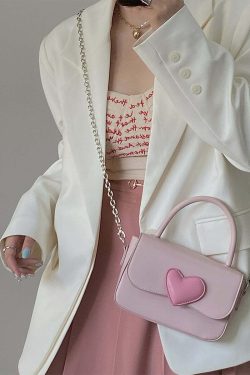 Dollette Kawaii Pink Heart Handbag - Y2K Summer, 90s Fashion, Grunge, Retro, Pastel Goth Style